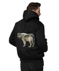 Heavyweight Fleece Hoodie For Men, Thick Full Zip Hooded Sweatshirt With Warm Inner Lining, black hoodie with wolf graphic on back
