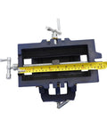 Ironclad 5 Inch Cross Slide Vise For Drill Press And Milling Machines with adjustable screws and measuring tape for size reference.