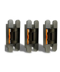 Smooth Operator Concealed Door Hinges Designed For Flawless 180 Degree Swing With Silent Hydraulic Damping System Work Great On Kitchen Cabinets And Folding Doors In Matte Gray displayed in a stacked position.
