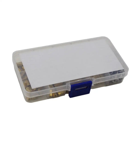 M3 Brass Hex Spacer Standoff Kit With Male And Female Nuts And Screws 200 Piece Assortment In Plastic Box Closed View