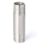 Stainless Steel 304 Nipple Pipe Fittings Three Eighths Inch Male NPT To Three Eighths Inch Male NPT Two Inch Length shown
