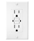 White 15 Amp GFCI Outlet With LED Indicator Tamper Resistant Safe Indoor Outdoor Receptacle With Wall Plate And Screws UL Listed