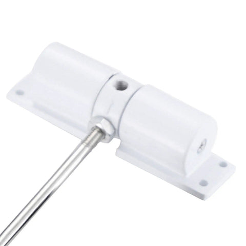 Auto Double Spring Door Closer For Shed, Garage And Office, Self Closing Aluminum Alloy Closer in white finish, close-up view