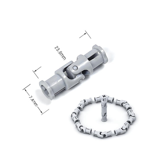 Light Grey 3L Universal U Joint For Lego Technic Suspension And Drivetrain Models 20 Pack with measurements shown