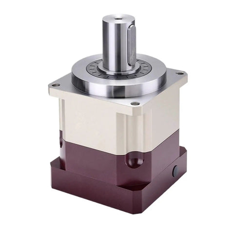 Top Shelf Helical Planetary Gearbox Serving Up Bulletproof Five Arc Minute Precision And A Reliable Five To One Ratio For Ac Servo Motors Featuring Knockout Torque Output On An Eight Millimeter Input Shaft, close-up view showing metal and plastic components.