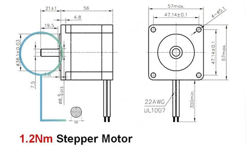 Beast Optical Axis Sliding Table Motion Module Kit With 16mm SFU1605 Ballscrew And Nema23 Stepper For CNC, Robotics, Automation, 50–300mm Stroke, 40kg Horizontal Load, 3Nm Torque, 57mm Flange stepper motor dimension diagram