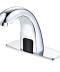 Automatic Sensor Touchless Bathroom Sink Faucet In Chrome Hands Free Battery Powered Modern Vanity Tap With Deck Plate