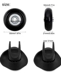 50mm Luggage Replacement Wheels Set Of 4 For Suitcases, Silent PU Swivel Caster Wheels With 30mm And 35mm Axles, size chart view