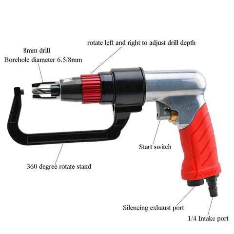 Garage Favorite Pneumatic Spot Weld Drill For Auto Body Work Hella Reliable Heavy Duty Power 8mm Chuck Clears Stuck Studs Fast On Sheet Metal With 360 Degree Rotation