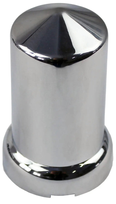 Chrome 33mm Lug Nut Covers Caps With Flange Push On Bullet For Semi Trucks, ABS Plastic, 3 1 8 Inch Height, side view