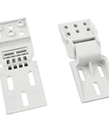 2 Pack Freezer Display Cabinet Hinges, Beefy ABS Plastic, 6-Hole Folding Door Hardware shown in mounted position