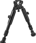 Clamp On Rifle Bipod With Quick Release, Adjustable Width Fits Barrels From 11mm To 19mm, 0.43 To 0.75 Inch, shown in side view