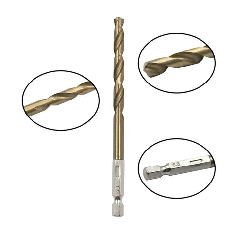 Ultimate 13Pcs Cobalt Drill Bit Set with M35 HSS Steel For Tough Jobs Including Stainless And Hardened Metal With 135 Degree Point To Stop Walking, 6.5mm hex shank drill bit