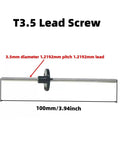 3.5mm Lead Screw In 304 Stainless Steel, 100mm Length, Right Hand Thread, 1.2192mm Pitch And Lead, Precise Linear Motion For CNC And 3D Printing