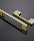 Brushed Gold Cabinet Pulls 3 Inch 76mm Two Pack, Kitchen Cabinet Handles for Drawers, zinc alloy hardware on black surface