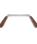4 Inch HSS Drawknife With Twin Hickory Handles For Stripping Stubborn Bark Fast A Heavy Wood Shaping Tool Cut Like A Hot Knife Engineered For Quick Log Prep And Smooth Finish Work showing blade and handles.