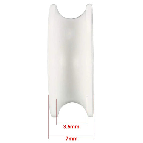 Solid As A Rock V Groove Guide Bearing Pulley 7mm x 3.5mm white nylon for smooth linear motion in engineering builds.
