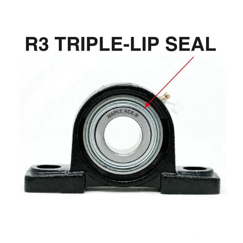 Front view of Built Tough Pillow Block Bearing With One And A Quarter Inch Bore, 2 Bolt Self Aligning, R3 Triple Lip Seal, Set Of 2