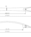 Technical diagram of Silverthorn Collection Antique Nickel Modern Arched Cabinet And Drawer Pull Handle, 128mm center spacing