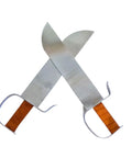 Wing Chun Kung Fu Swords Set Of 2 With 14 Inch Single Edged Blades And 18 Inch Overall Length Featuring Leather Wrapped Ergonomic Handles And D Shaped Knuckle Guards For Hand Protection And Close Combat Training