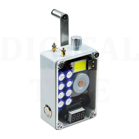 Hand Crank Generator 6V 20F Super Capacitor Portable Manual Emergency Power Supply with COB LED Light USB Output