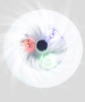 Top view of Low Profile Ceiling Fan with Lights Modern Dimmable Ceiling Light Fan showing three colorful light settings.