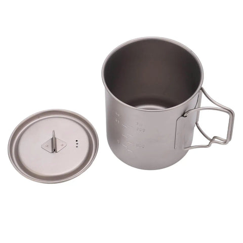 750ml Folding-Handles Outdoor Water Mug For Camping And Hiking, Lightweight Alloy Cup with lid, portable hydration bottle.