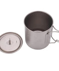 750ml Outdoor Alloy Water Mug With Folding Handles Made For Camping And Hiking Portable Water Cup with lid detached