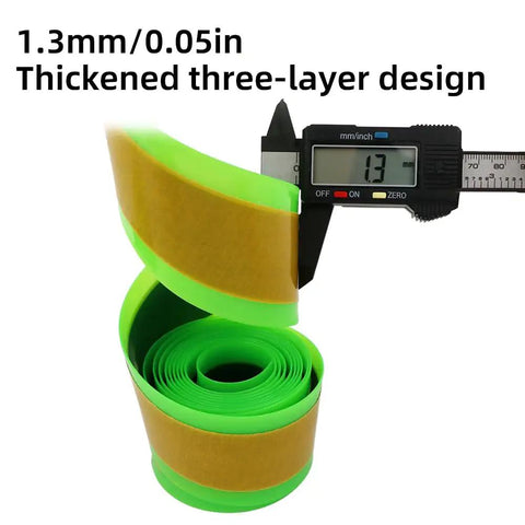 TPU Bike Tire Liner No Flat Shield, three-layer design measuring 1.3mm thick for 12 to 29 inch tires, universal fit.
