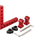 Heavy Duty Woodworking Precision Square L Shaped Jig For Fast Splicing And Panel Alignment tools in red and black materials.