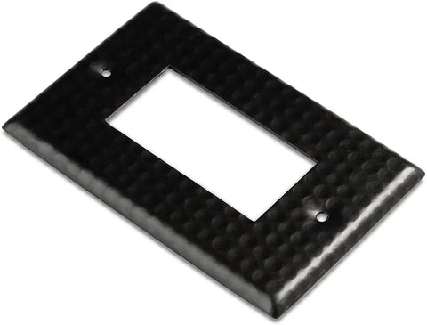 Matte Black 1 Gang Hand Hammered Rocker Light Switch Cover Plate Decorator Wall Plate for Receptacle and GFCI Electric Outlet