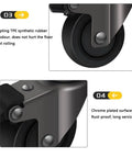 Heavy Duty Silent Rubber Swivel Casters Rock Solid Build 360 Degree Rotation M6 M8 M10 Mount Sizes Smooth Rolling close-up of TPE rubber wheel and chrome plated surface.