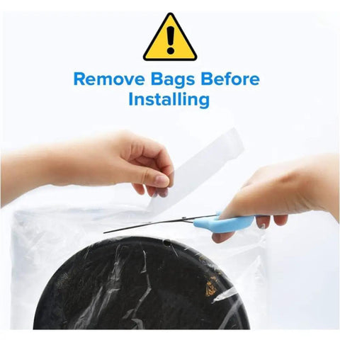 Hands removing packaging from LV H132 Replacement Filter for Air Purifier with AHAM Verifide Certification and High Efficiency Activated Carbon