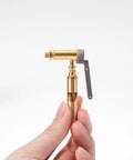 Steam Whistle Upgrade Kit For Boiler Models Dope Push Pull Control Mechanical Sound Component With Rotatable Bracket For Realistic Steam Engine System, brass whistle held by hand
