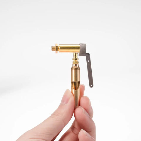 Steam Whistle Upgrade Kit For Boiler Models Dope Push Pull Control Mechanical Sound Component With Rotatable Bracket For Realistic Steam Engine System, brass whistle held by hand