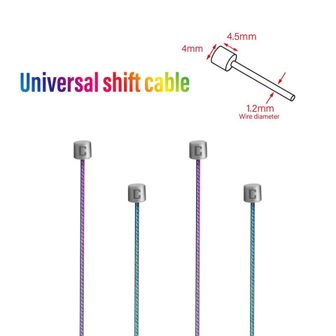 Diagram of Pro Slick Shifter Cable For Shimano And SRAM, 2100mm Length, 1.2x Tension, Rainbow Finish with measurement details.