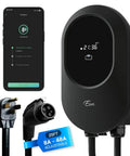 Black Level 2 EV Charger For Home Or Outdoor Use Fast Wall Charging Station 48 Amp Up To 11.5 kW NEMA 14-50 Plug and app interface