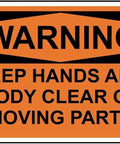 Heads Up Keep Hands And Body Clear Of Moving Parts Aluminum Sign 8x12 Inch Safety Sign With Bold Orange And Black Warning Design For Gear And Equipment Shop Factory Or Workplace Use, orange warning sign