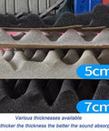 Pro Grade Fire Resistant Acoustic Foam Roll For Walls And Self Adhesive Soundproof Padding That Kicks Echo To The Curb While Leveling Up Your Vibe With Easy Peel Stick Setup For Studios And Home Theaters In Sleek Grey with 5cm and 7cm thick panels.