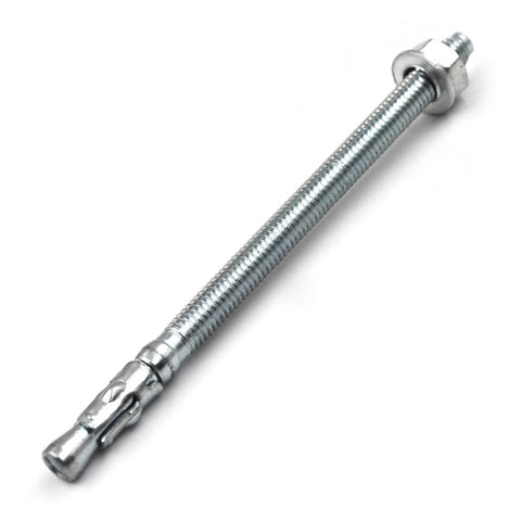 Quarter Inch By Four Inch Heavy Duty Zinc Wedge Anchor For Concrete And Masonry, metal fastener on white background