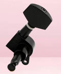 Premium Stainless Steel Acoustic Guitar Machine Heads With Sealed Keys For Smooth Rotation and Precise Pitch Control close-up of black machine head