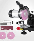Heavy Duty Electric Chainsaw Sharpener Bench Chain Grinder Pumping 230 Watt Of Raw Muscle And Scorching 3000 RPM Speed with accessories.