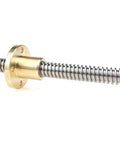 Rock Solid Trapezoidal T20 Stainless Steel Lead Screw With Snug Brass Nut 4Mm Pitch And 4Mm Lead Measuring 1000Mm Long close-up view