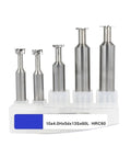 Five tungsten steel T-slot milling cutters in a plastic holder; various sizes for aluminum, copper, wood.