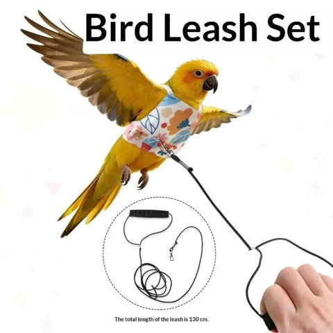 Anti Pinch Bird Flight Suit For Parrots And Small Birds, Prevent Loss, Adjustable Walking And Training Gear, White Traction Rope Set