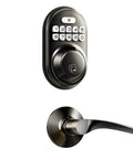 Skip The Keys Forever With This Top Shelf Keyless Entry Door Lock Featuring Heavy Duty Electronic Keypad Auto Lock Design And Backlit Handles For Hassle Free Daily Use Anytime, close-up of black keypad lock and handle.