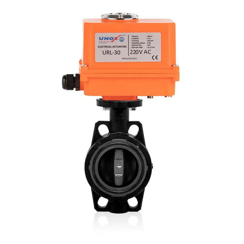 12 Inch Wafer Butterfly Valve With 24V DC Sealed Electric Actuator For Water Air Flow Control Precision UPVC Body IP67 Certified