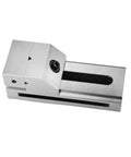 Rock Solid Cnc Milling Vise With Fast Swap Flat Jaws fixture showing stainless steel jaws for clamping round and square parts.
