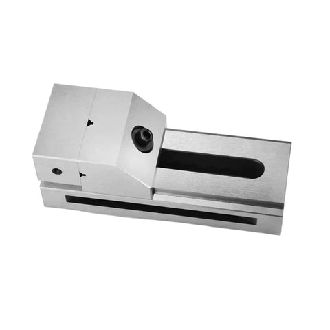 Rock Solid Cnc Milling Vise With Fast Swap Flat Jaws fixture showing stainless steel jaws for clamping round and square parts.
