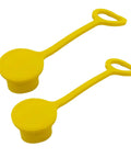 Two yellow Three Quarter Inch Soft PVC Dust Free Yellow Protection Cap For Propane Quick Connect Hose Fittings And Male Fittings 2 Pack Fits Up To 1.02 Inch Diameter